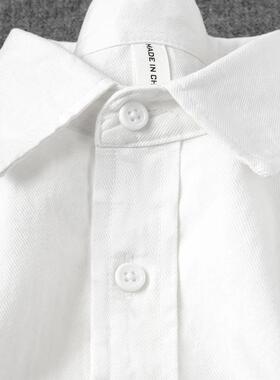 日系斜纹白色衬衫宽松衬衣2025春秋简约百搭外套防晒长袖新中式