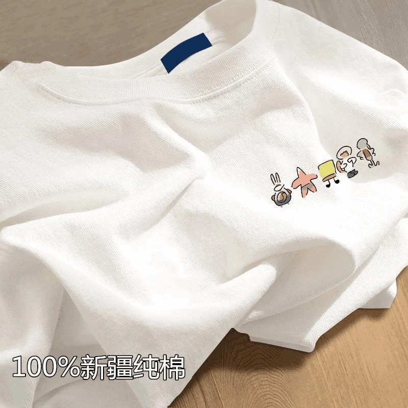 100%纯棉短袖T恤男女宽松透气