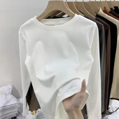 内搭新款 圆领修身 韩版 保暖德绒打底衫 ins百搭加绒加厚长袖 t恤上衣