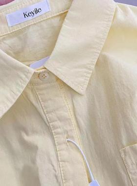 春夏新款甜美奶黄色纯棉衬衫外套女宽松百搭显瘦衬衣外穿开衫ins