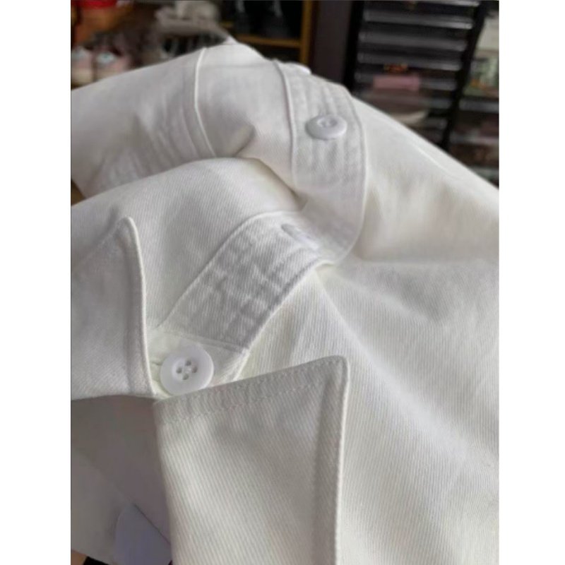 100%纯棉白色衬衫春秋内搭叠穿长袖上衣休闲男女衬衣情侣装外套