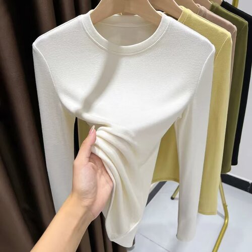 品牌剪标撤柜圆领德绒打底衫女
