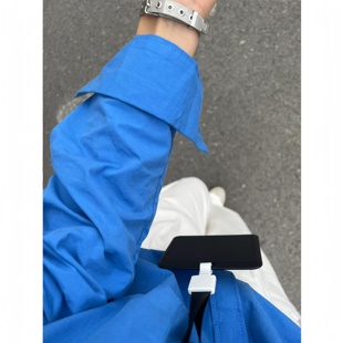 衬衣设计感宽松慵懒风上衣 女韩系春秋2026新款 克莱因蓝色长袖 衬衫