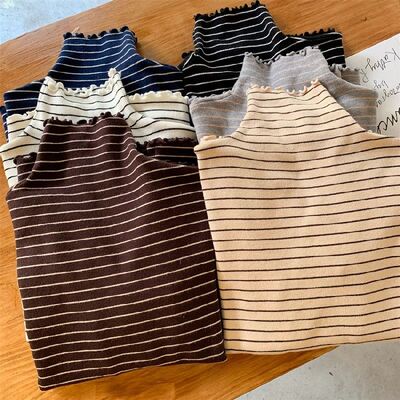 品牌剪标撤柜木耳边德绒打底衫女