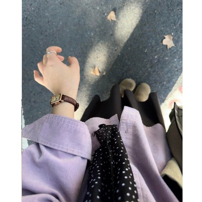 美式复古灯芯绒叠穿衬衫外套女