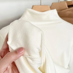 百搭加绒加厚长袖 显瘦韩版 内搭秋冬洋气修身 半高领双面德绒打底衫