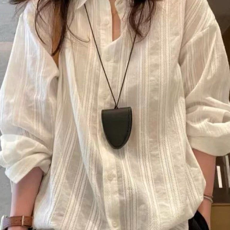 法式气质新款白色防晒长袖衬衫女薄款外穿百搭宽松遮肉小衫衬衣服