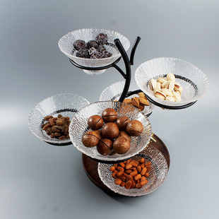 轻奢高档水果碗大号沙拉碗果盆果篮茶几摆件斗笠果斗高颜值玻璃碗