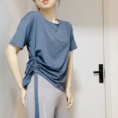 速干T恤宽松短袖 显瘦遮肉瑜伽上衣健身服90 夏薄款 罩衫 长款 大码