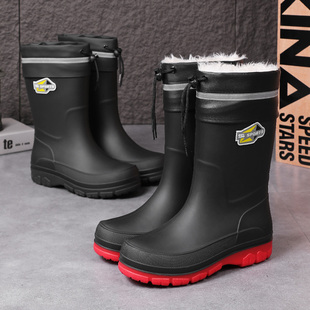 中筒休闲男靴雨季外穿加厚防滑防水钓鱼靴男厨房胶鞋雨鞋劳保水鞋