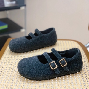 复古勃肯鞋女2025冬季新款小香风配裙子平底毛毛鞋加绒玛丽珍单鞋