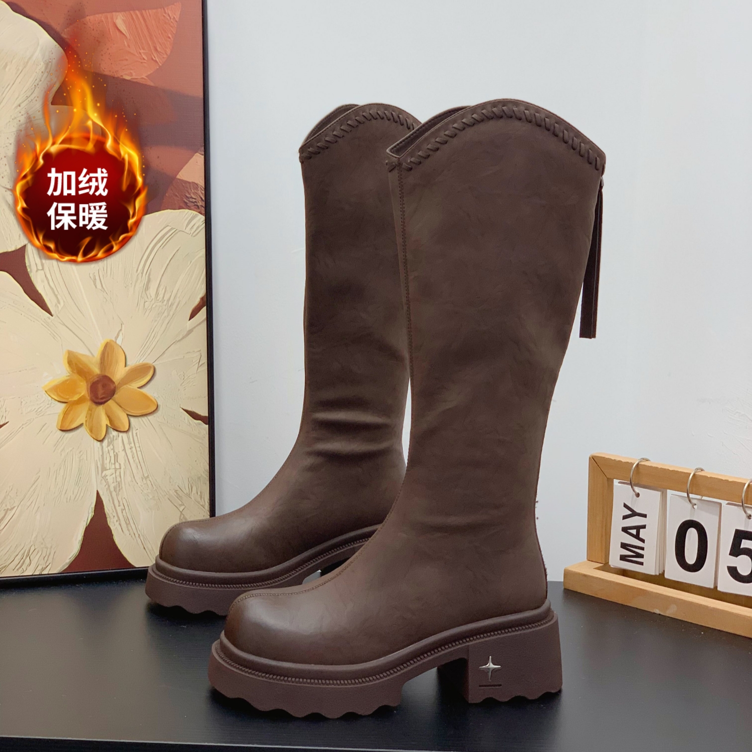 复古时尚百搭氛围感潮流骑士长靴