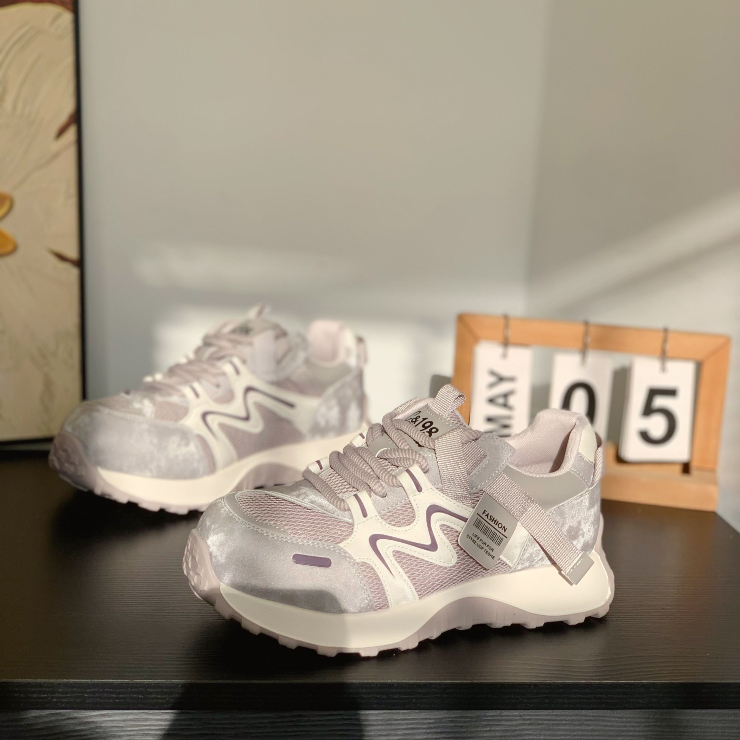 时髦拼色小众百搭韩版休闲老爹鞋