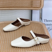 小香风方头气质平底玛丽珍鞋 新款 女2026夏季 高级感复古包头半拖鞋