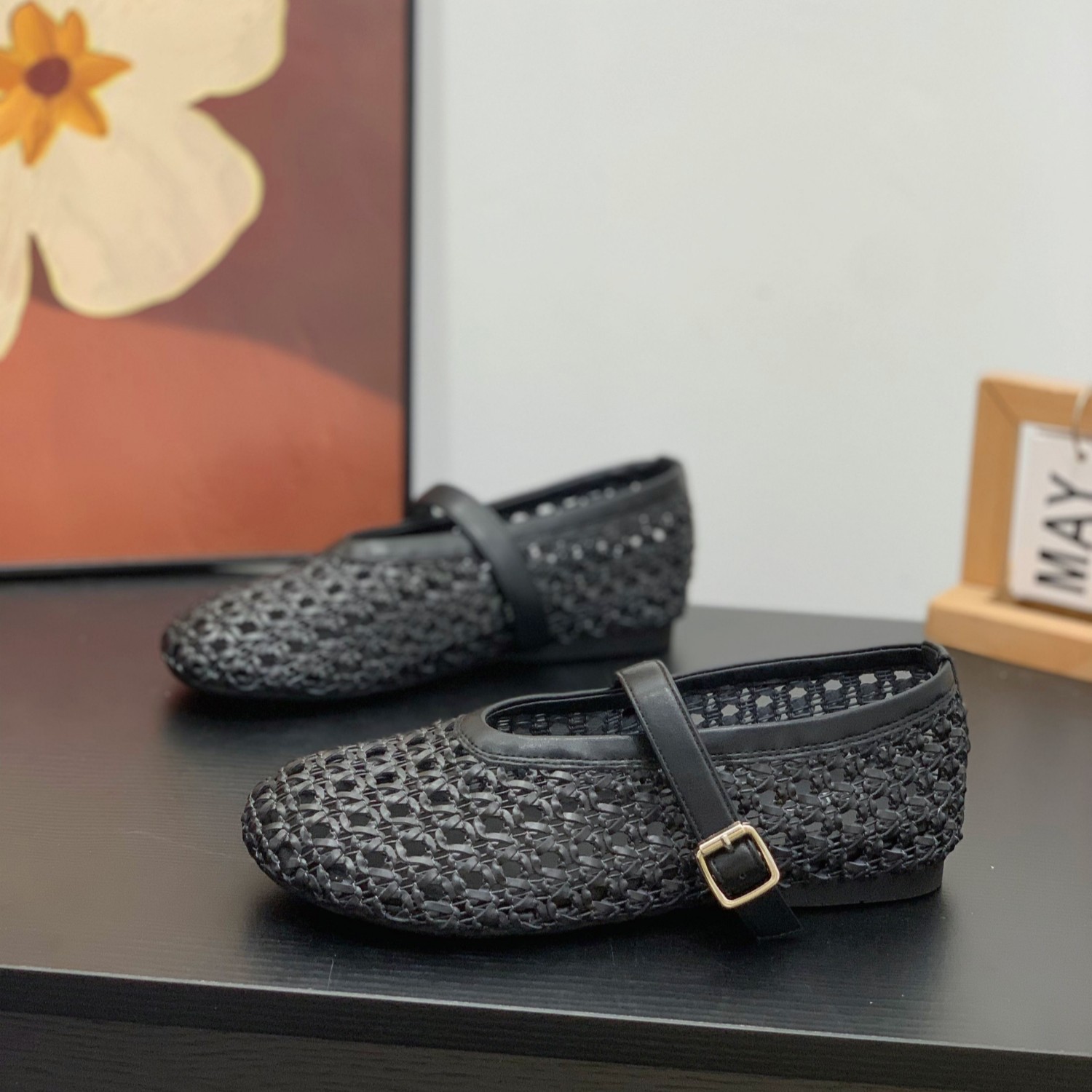 编织网面镂空透气平底玛丽珍鞋2026春夏新款一字带显脚小浅口单鞋,女鞋,玛丽珍鞋,淘宝优惠券,粉丝福利购,淘宝优惠卷