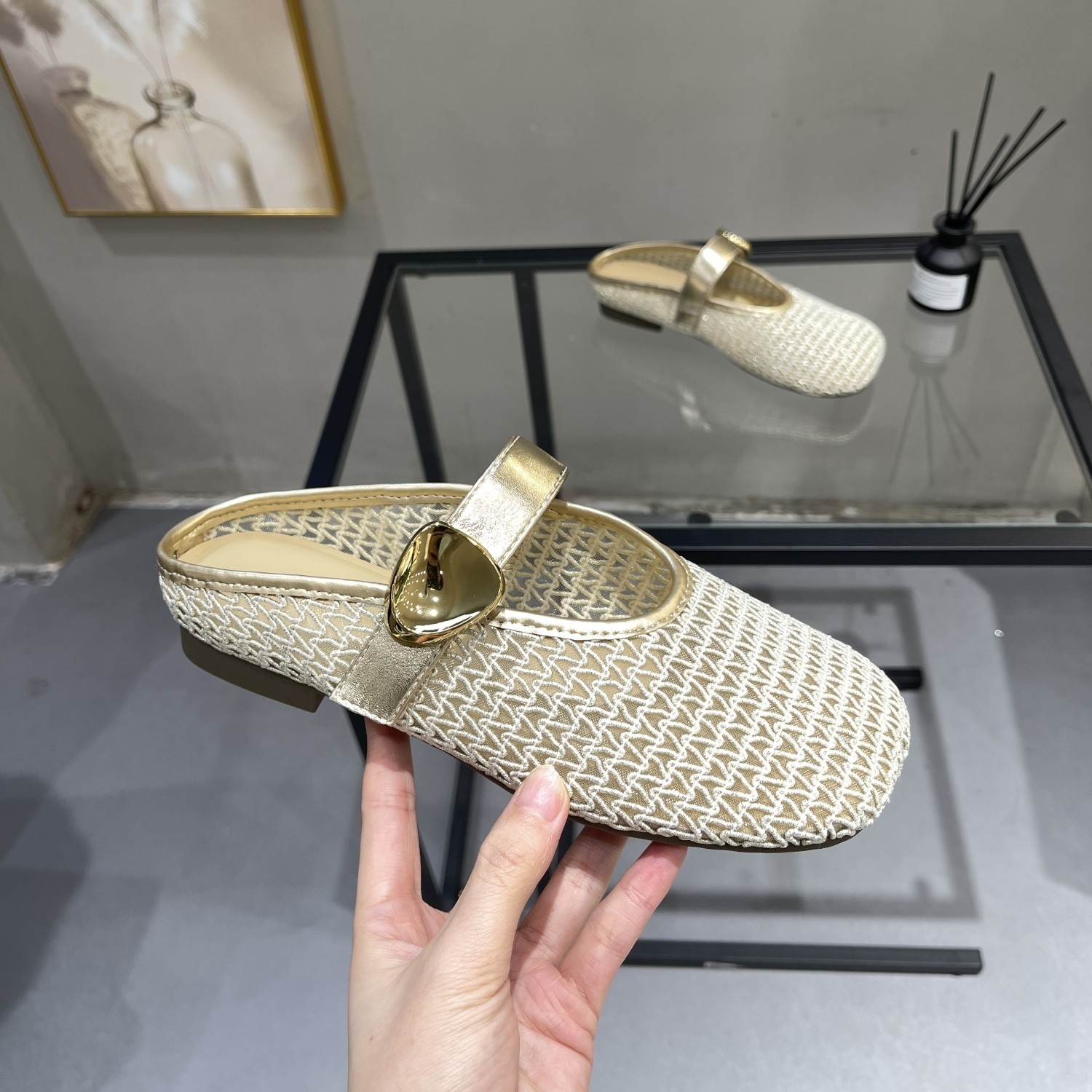 超火复古编织网纱包头半拖鞋女2026春夏新款平底懒人透气外穿凉拖,女鞋,包头拖,淘宝优惠券,粉丝福利购,淘宝优惠卷