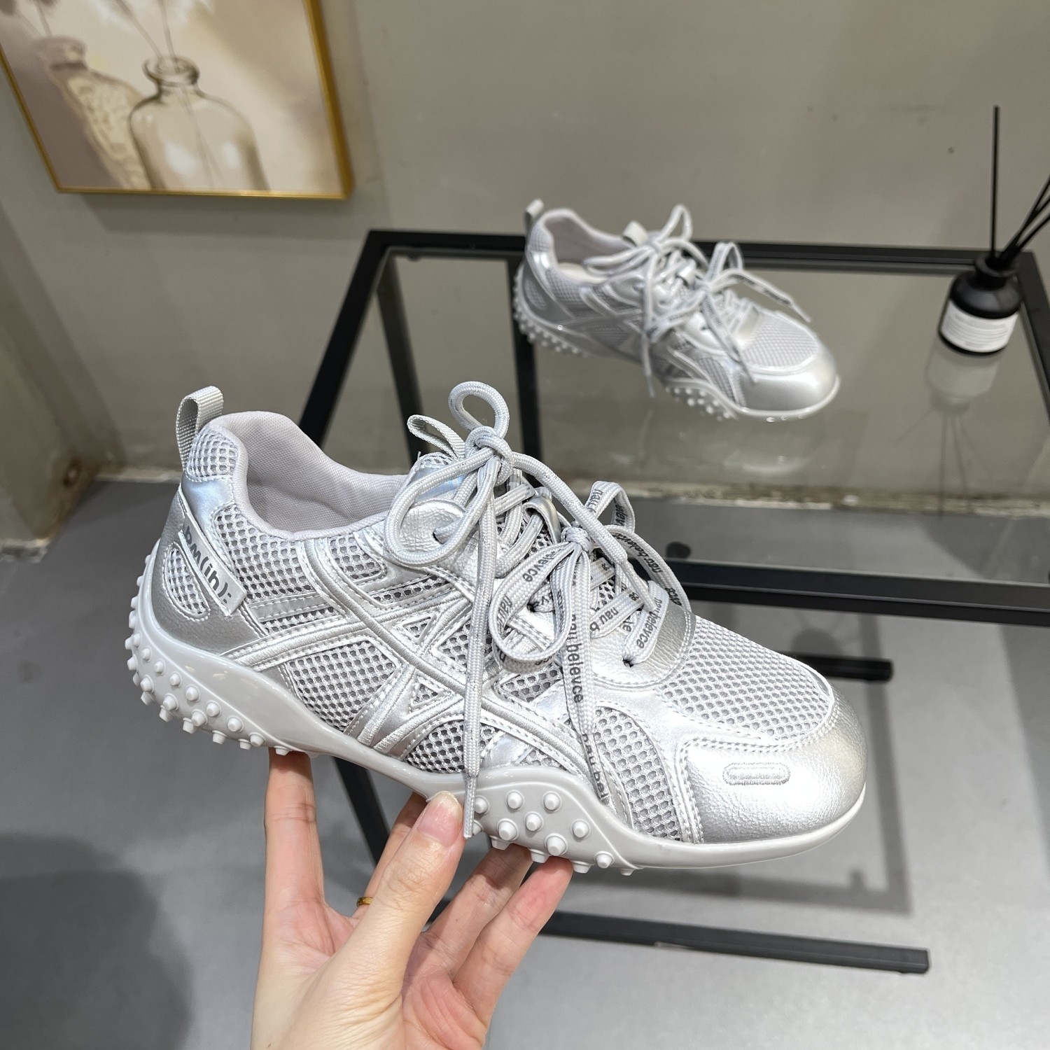 网面透气显脚小真皮德训鞋女2026春季新款平底百搭休闲运动阿甘鞋,女鞋,德训鞋,淘宝优惠券,粉丝福利购,淘宝优惠卷