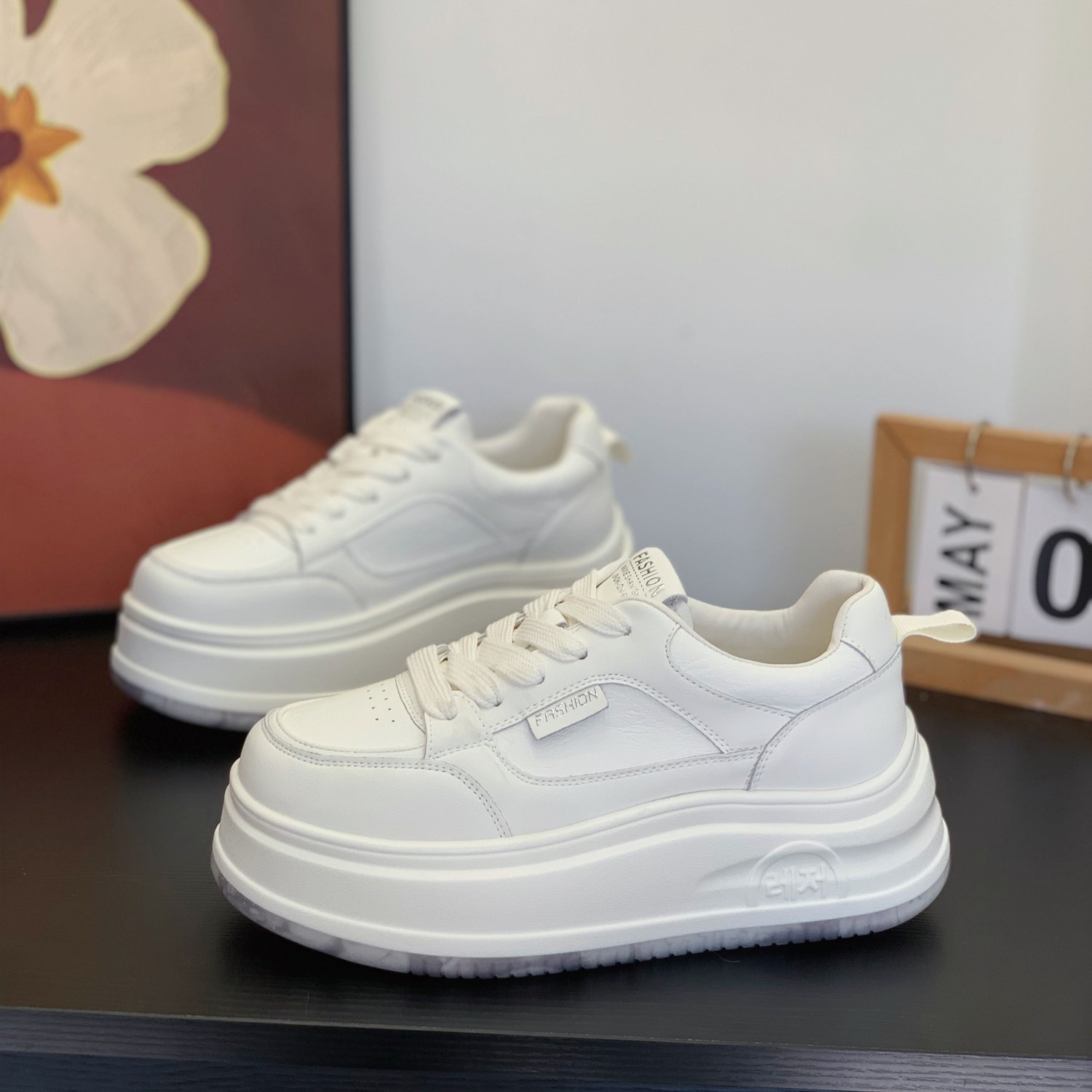 百搭爆款增高显瘦真皮小白鞋女2026春季新款板鞋小个子松糕厚底鞋,女鞋,松糕（摇摇）鞋,淘宝优惠券,粉丝福利购,淘宝优惠卷