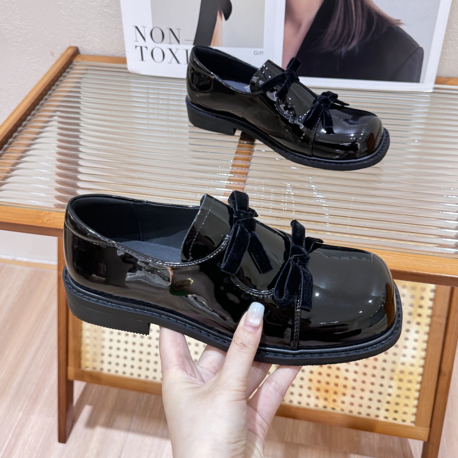 温柔风气质蝴蝶结软底玛丽珍单鞋