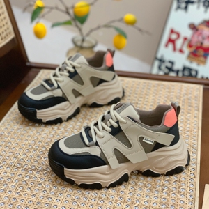 真皮复古老爹鞋女2023秋冬新款百搭厚底高级感休闲鞋显脚小运动鞋