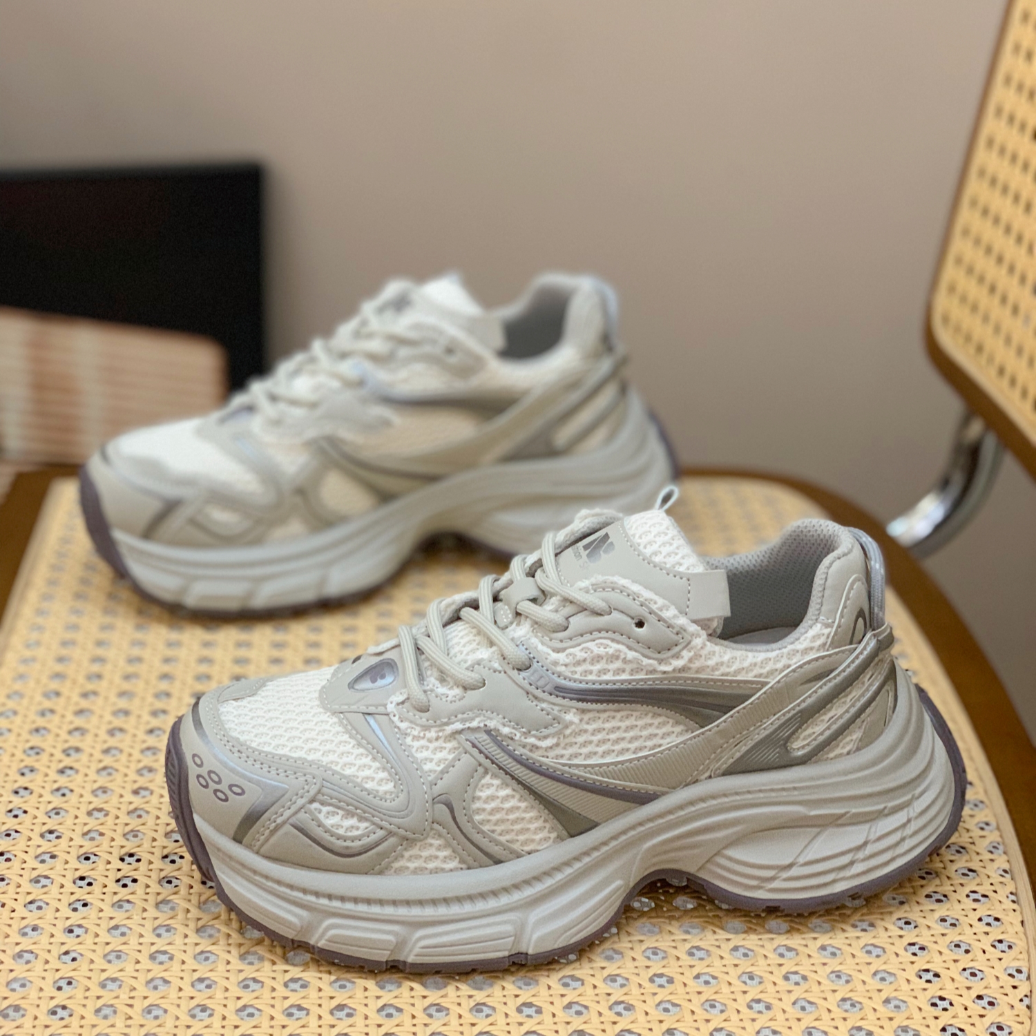 复古网面透气炸街松糕厚底老爹鞋