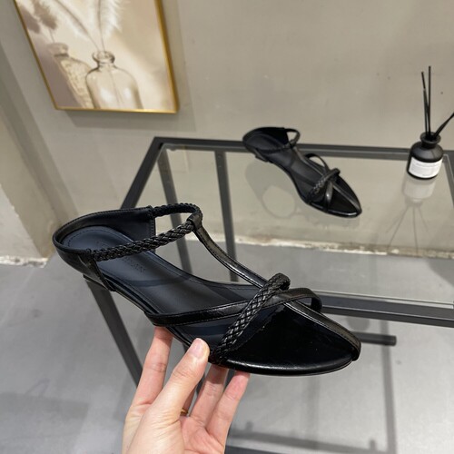 小众设计感镂空透气编织一字拖鞋