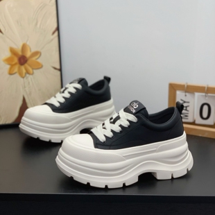 增高7CM轻便厚底松糕鞋小个子女2026春季新款时尚休闲真皮小白鞋