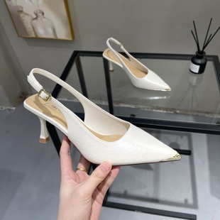 法式 仙女风气质尖头包头凉鞋 女2026夏季 新款 漆皮细跟7cm高跟单鞋