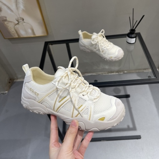 超火网面透气真皮德训鞋 新款 显脚小平底休闲运动阿甘鞋 女2026春季