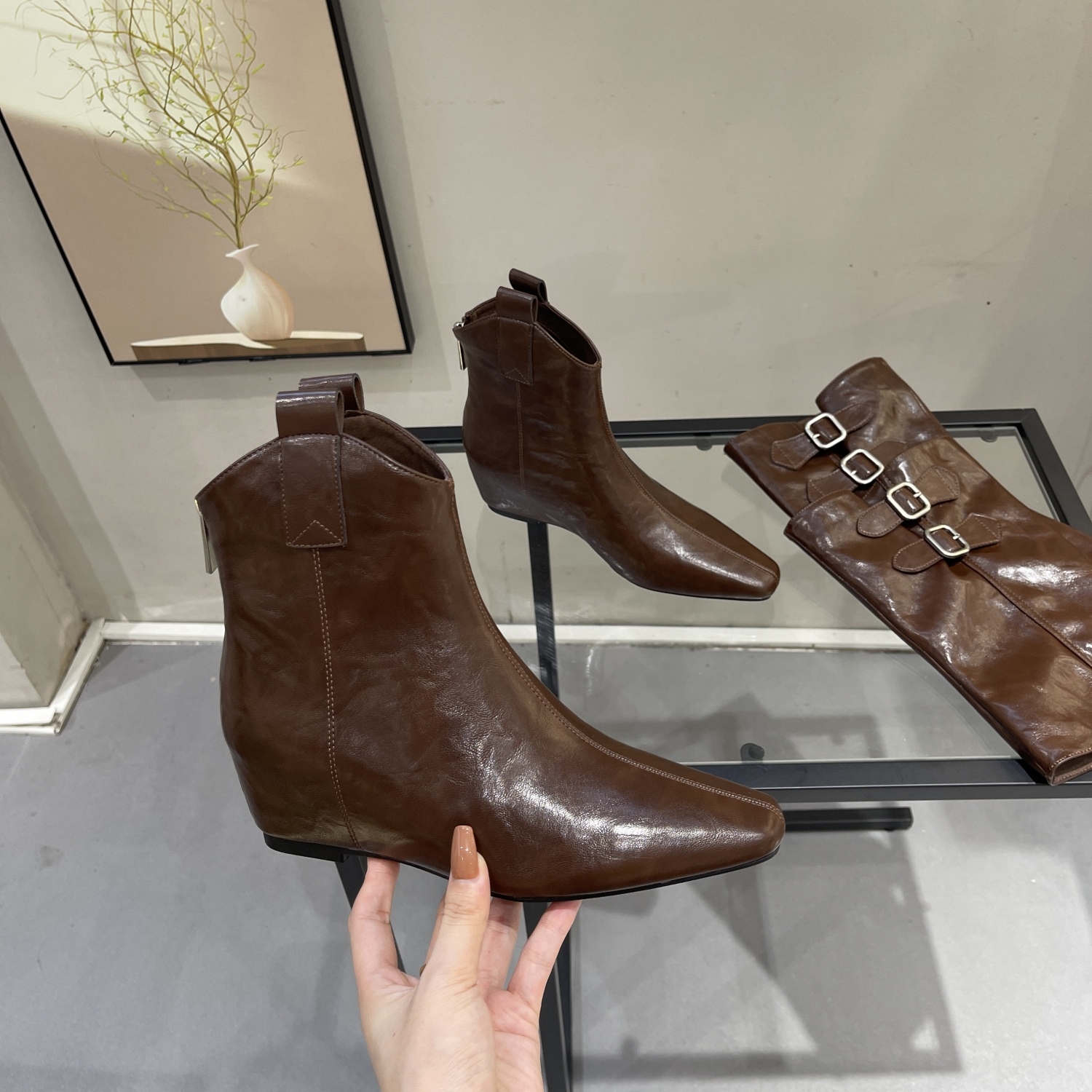 配裙子气质内增高显瘦两穿西部靴