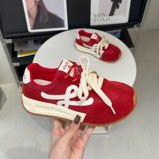 厚底百搭运动休闲阿甘鞋 新款 女2025秋季 小众复古显脚小真皮德训鞋