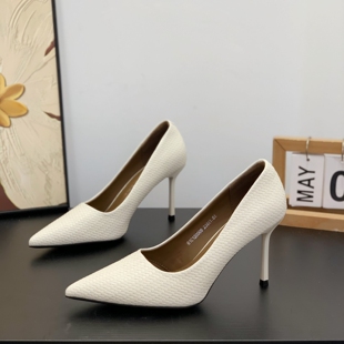 法式复古细跟8CM高跟鞋2026春秋新款小个子女显腿长尖头浅口单鞋