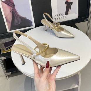 新款 法式 轻熟风尖头玛丽珍鞋 女2026夏季 细跟7cm漆皮气质包头凉鞋