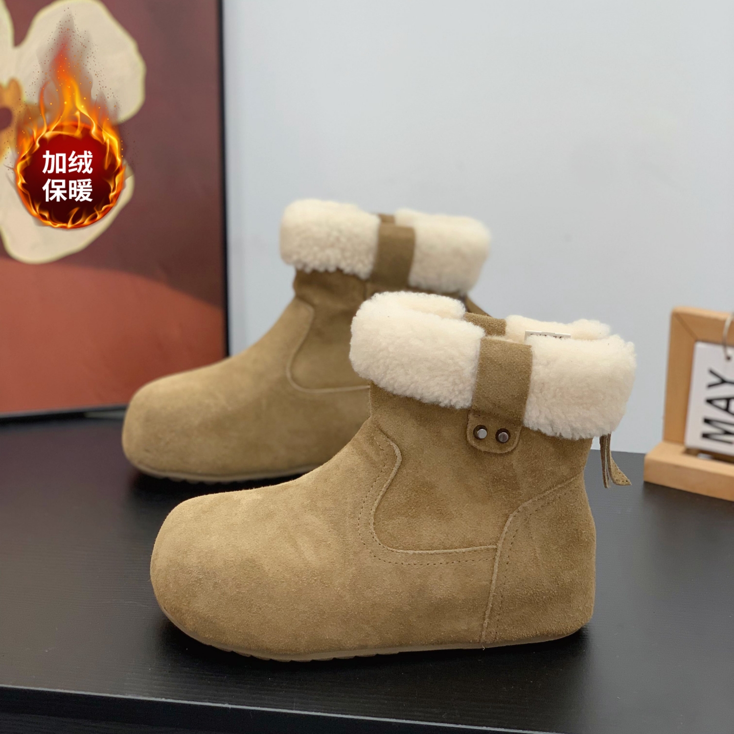 磨砂绒面复古百搭时尚高级感靴子