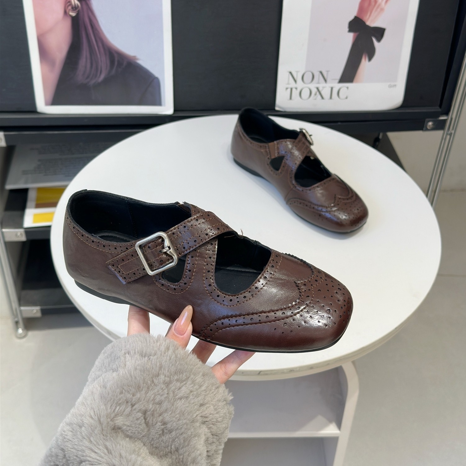 英伦风复古布洛克玛丽珍鞋女2026春季新款踩屎感一字扣平底小皮鞋,女鞋,牛津鞋/布洛克鞋/德比鞋,淘宝优惠券,粉丝福利购,淘宝优惠卷