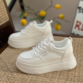 小个子厚底7cm休闲百搭松糕板鞋 真皮内增高小白鞋 女2025春秋新款