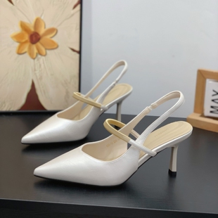 配裙子气质细跟7cm高跟鞋 法式 新款 女2026夏季 轻熟风尖头包头凉鞋