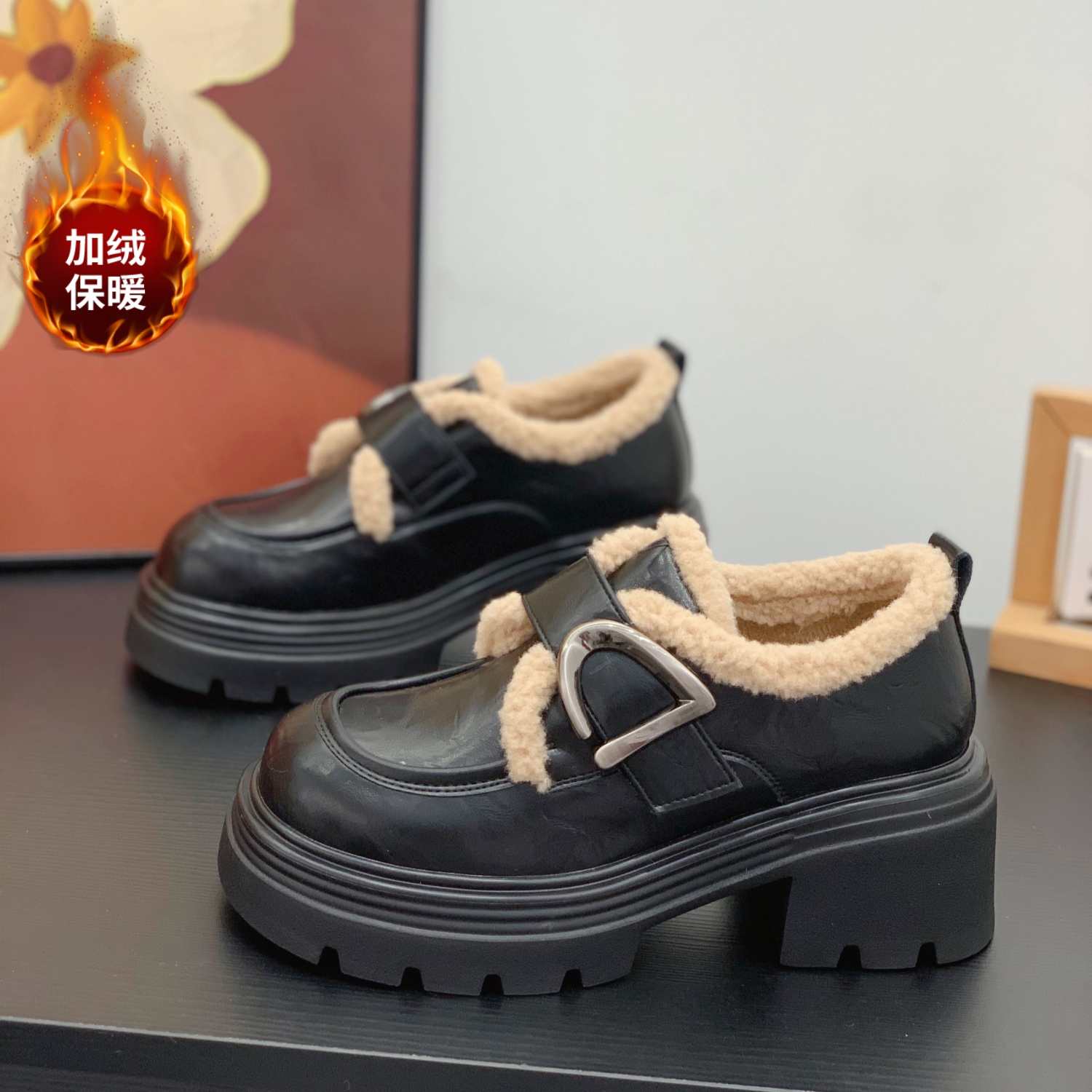 增高显腿长复古学院风时尚乐福鞋