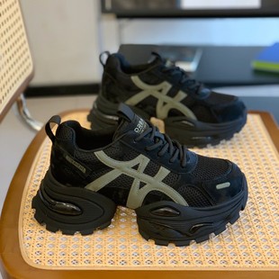 6CM小个子轻便不累脚显瘦运动鞋 厚底松糕真皮老爹鞋 女2025秋新款