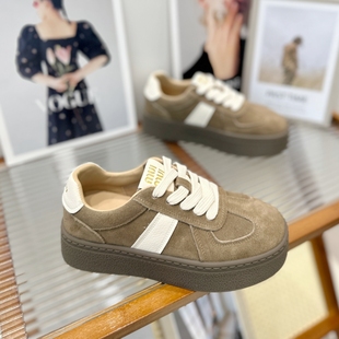 显脚小板鞋 真皮厚底德训鞋 小众复古炸街休闲阿甘鞋 新款 女2025秋季