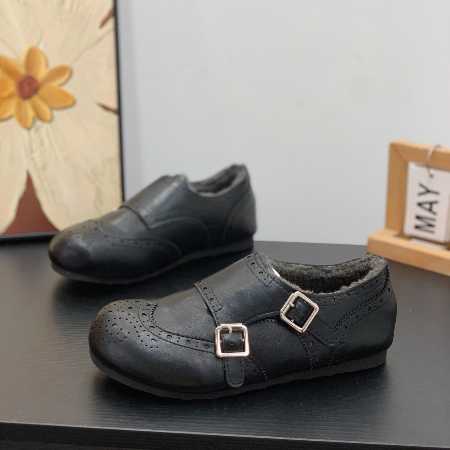 冬季加绒爆款布洛克鞋女2025年新款显脚小平底棉鞋复古雕花乐福鞋,女鞋,乐福鞋（豆豆鞋）,淘宝优惠券,粉丝福利购,淘宝优惠卷