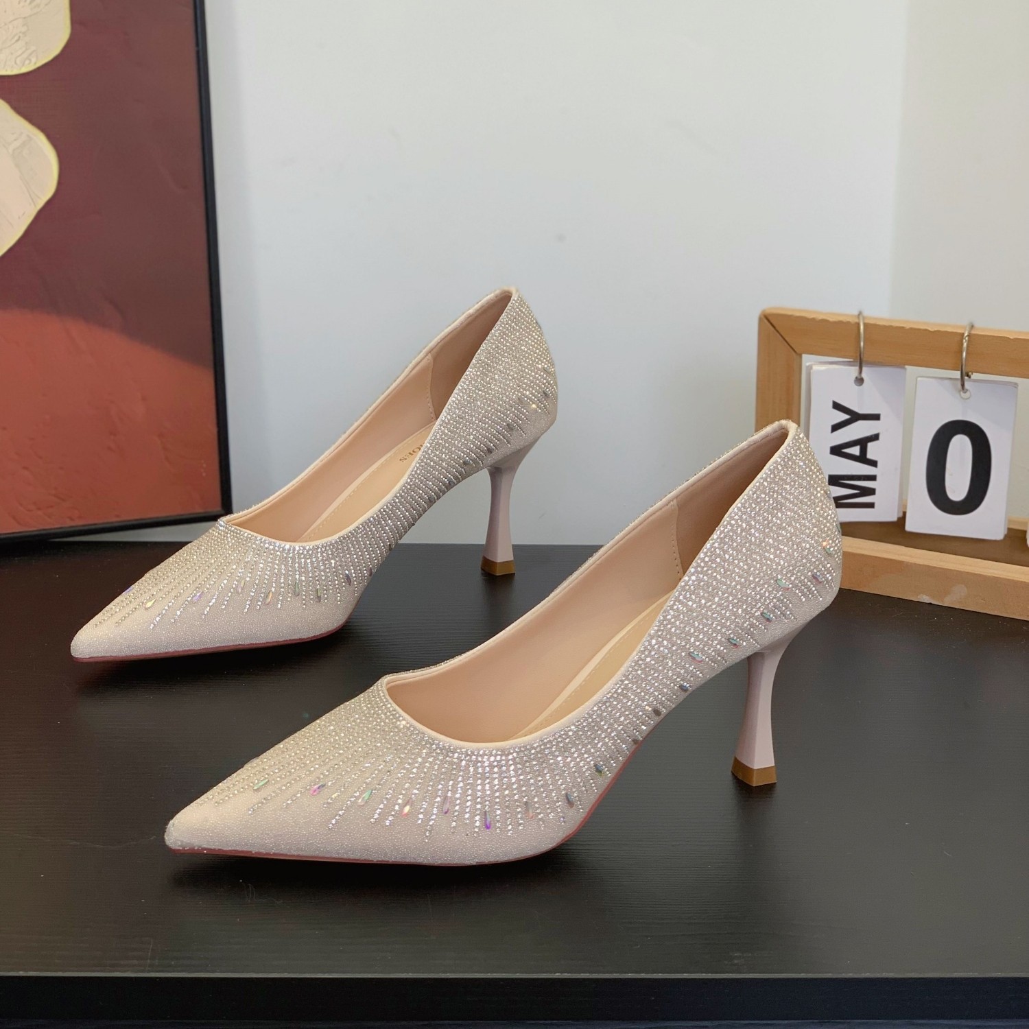 法式绝美气质婚鞋女2026春季新款水钻细跟7cm尖头单鞋高跟伴娘鞋,女鞋,浅口单鞋,淘宝优惠券,粉丝福利购,淘宝优惠卷