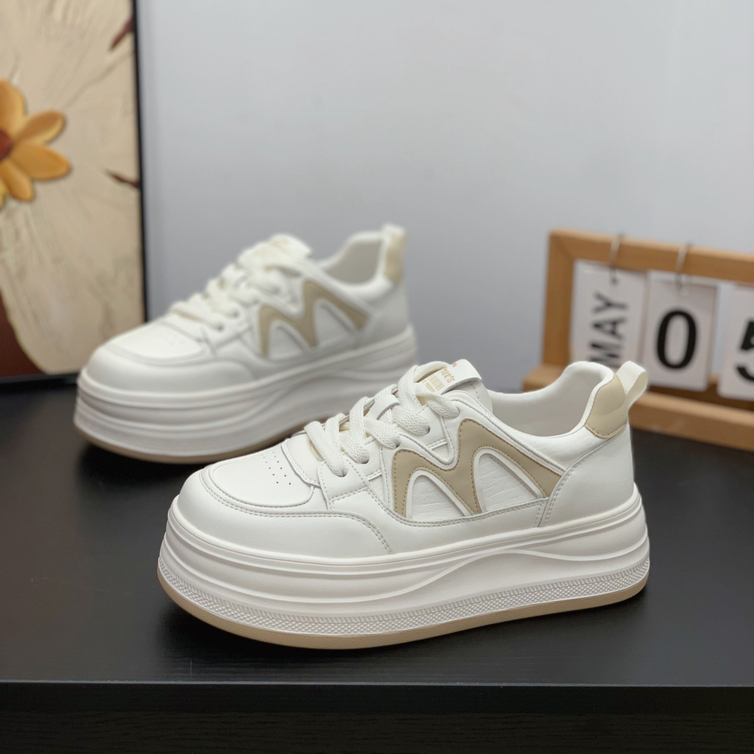2026春季新款真皮小白鞋小个子女增高5CM休闲鞋百搭运动松糕板鞋,女鞋,休闲板鞋,淘宝优惠券,粉丝福利购,淘宝优惠卷