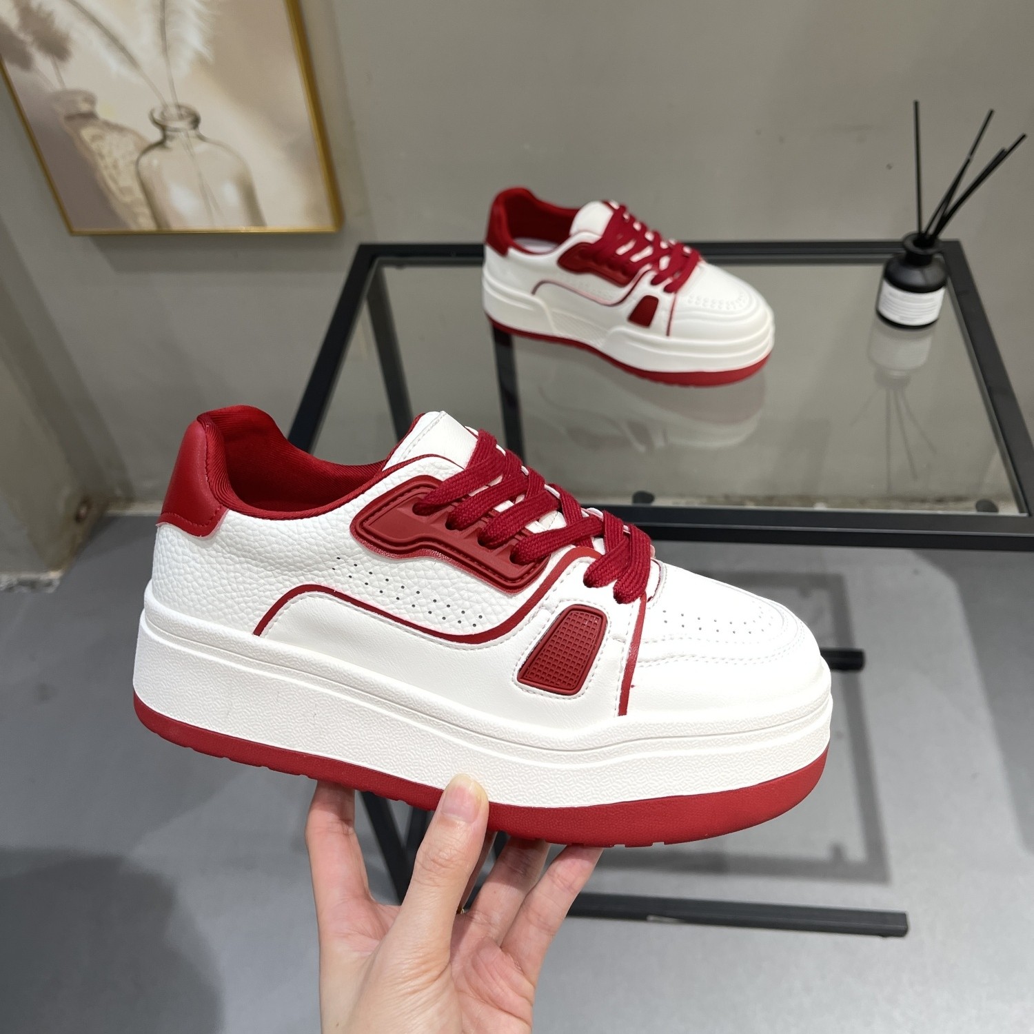 真皮厚底小白鞋女2026春季新款小众设计感配裙子百搭休闲学生板鞋,女鞋,时尚休闲鞋,淘宝优惠券,粉丝福利购,淘宝优惠卷