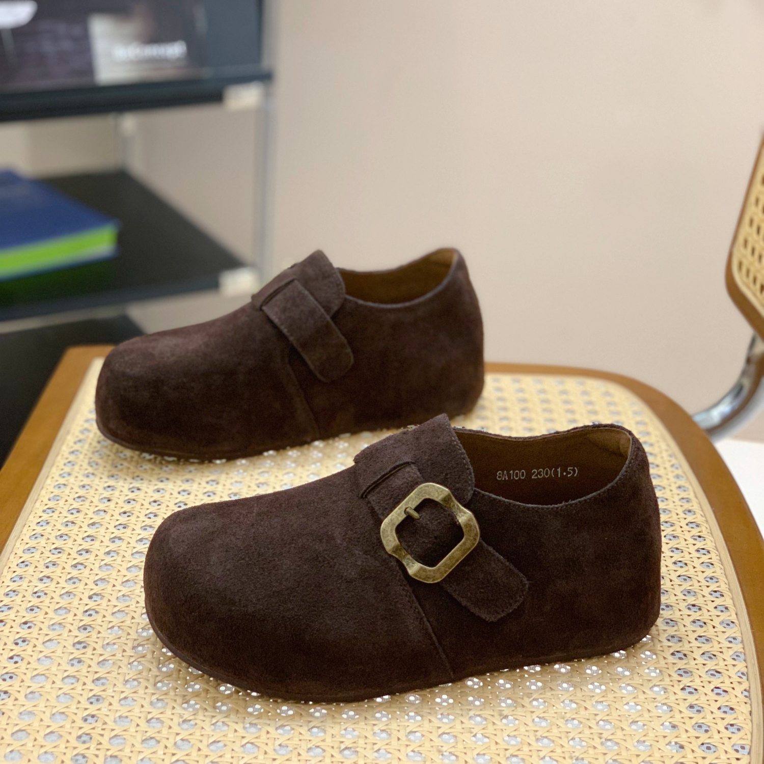 芒果头显脚小一脚蹬通勤勃肯鞋子