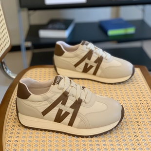 2025秋冬超火显脚小厚底阿甘鞋 女复古拼色时髦百搭休闲潮流德训鞋