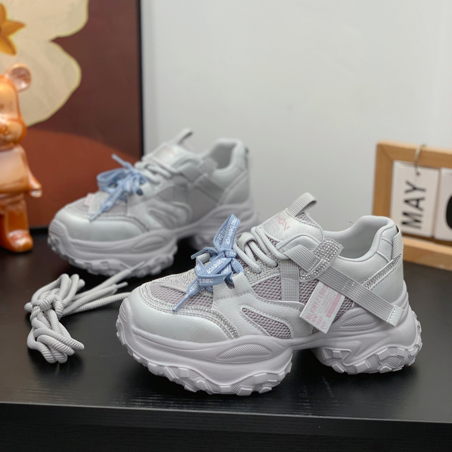 春季新款透气网面真皮老爹鞋小个子女2026年超火显腿长厚底运动鞋,女鞋,老爹鞋,淘宝优惠券,粉丝福利购,淘宝优惠卷