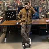 美式 短宽高级羽绒夹克外套 飞行员羽绒服代男士 嘻哈 90%白鸭绒美式