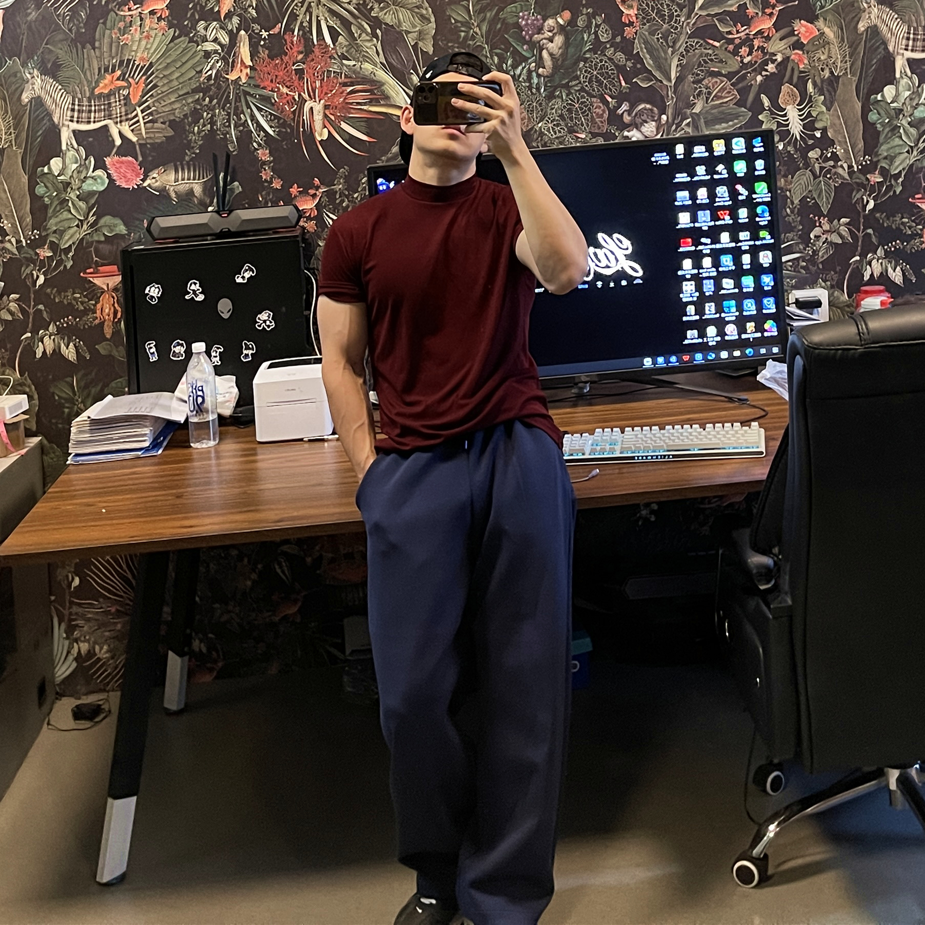 正肩健身280克小领口打底短袖t