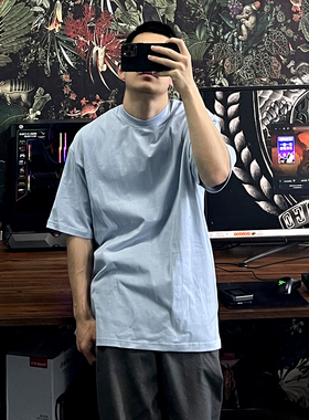 bboy嘻哈hiphop复古old school西海岸打底衫小领口加厚纯色短袖